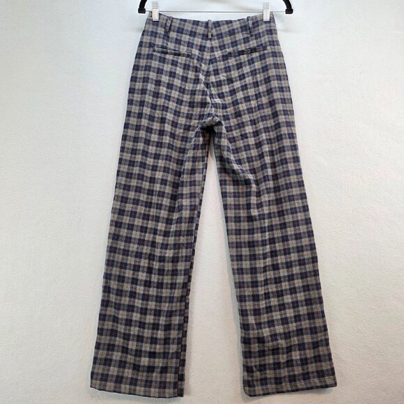 Anthropologie DRA Plaid Trouser Pants Straight Leg Crop 27" Length Academia XS - Picture 2 of 11